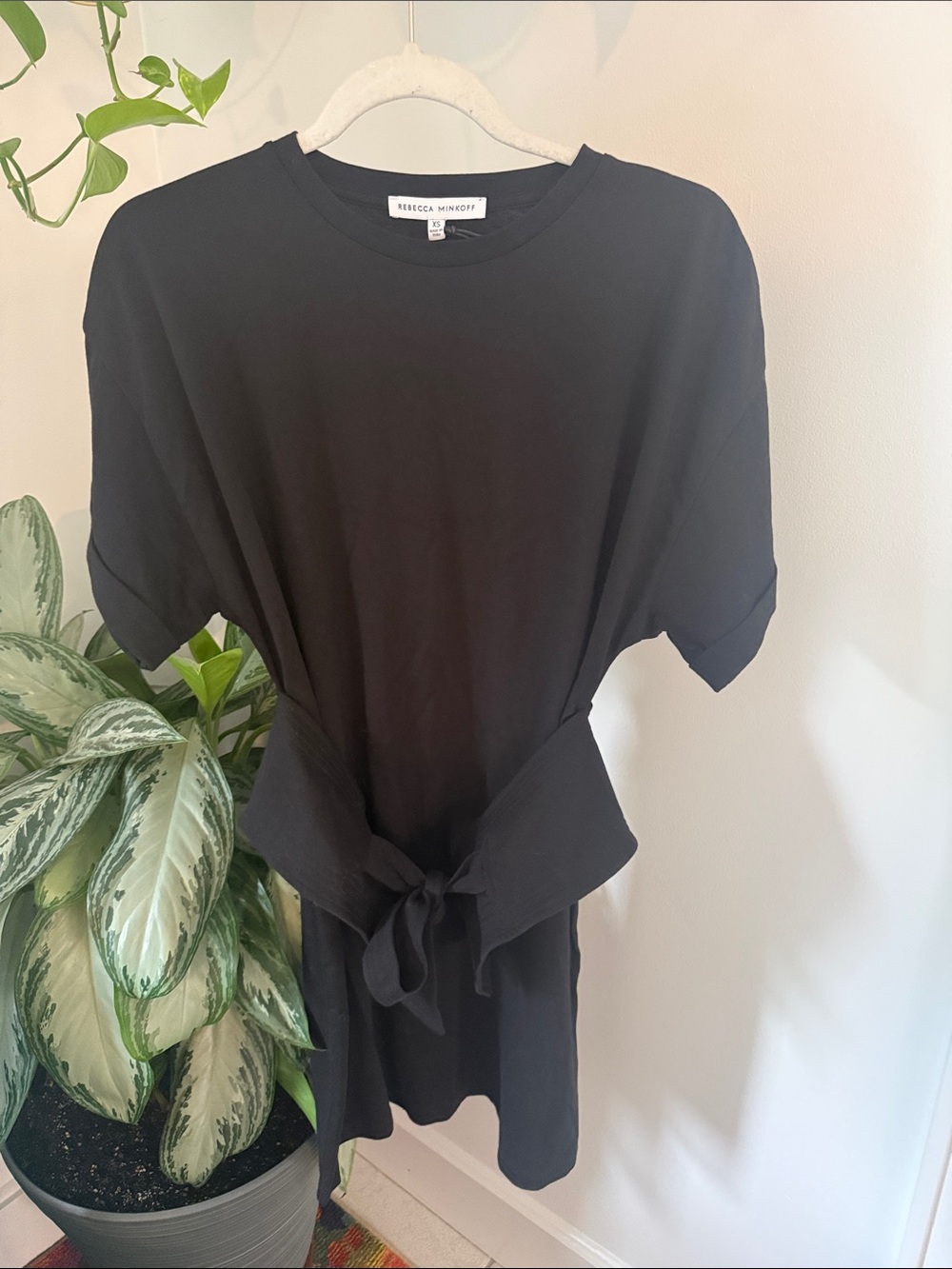 Rebecca Minkoff Black Tie-Waist Belted Dress - 100% Cotton